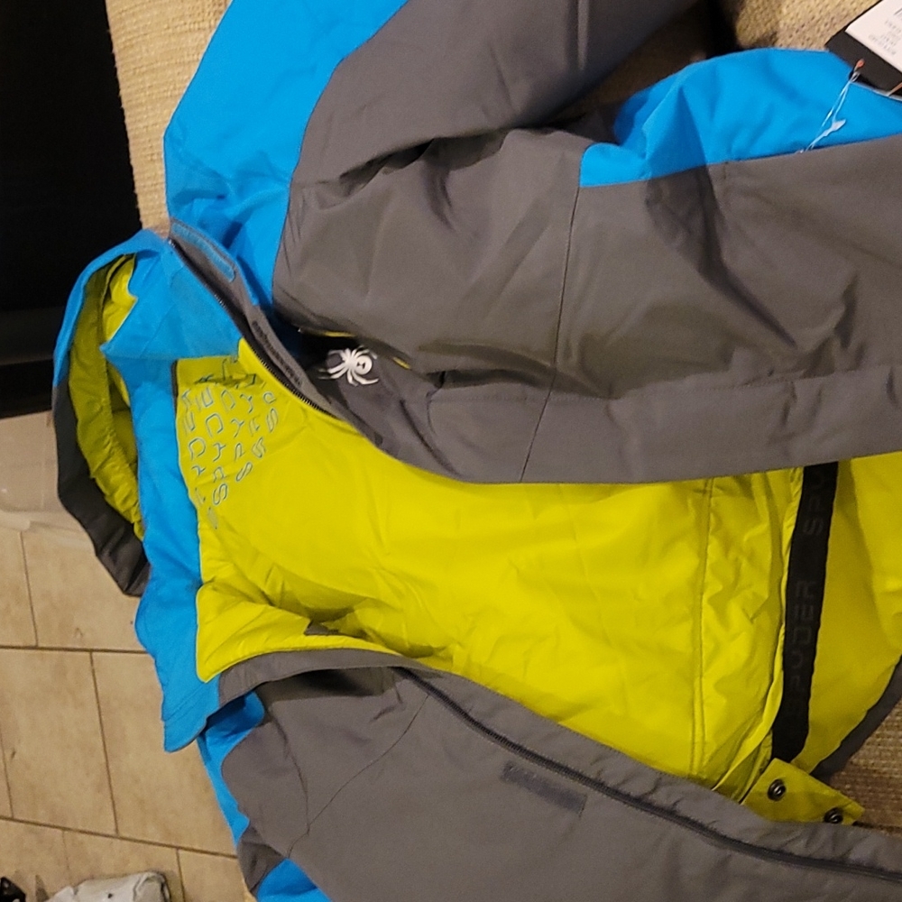 Brand New Spyder Boy's Guard Jacket - Polar/Electric Blue/Sulfur - Size 18